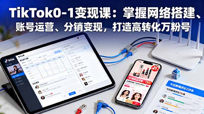 TikTok0-1变现课：掌握网络搭建、账号运营、分销变现，打造高转化万粉号-校睿铺
