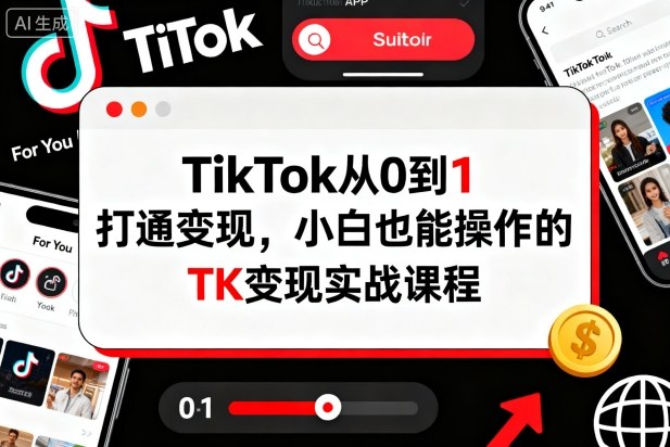TikTok从0到1打通变现，小白也能操作的TK变现实战课程-校睿铺
