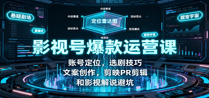 影视号爆款运营课：账号定位，选剧技巧，文案创作，剪映PR剪辑和影视解说避坑-校睿铺