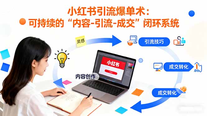 小红书引流爆单术：构建一套低成本 可持续的“内容-引流-成交”闭环系统-校睿铺