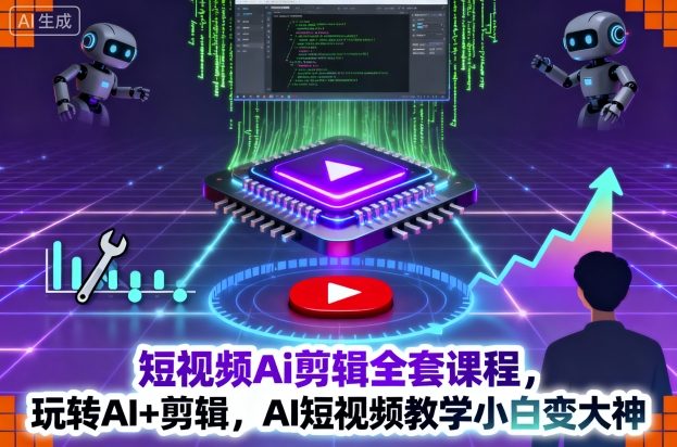 短视频Ai剪辑全套课程，玩转AI+剪辑，AI短视频教学小白变大神-校睿铺