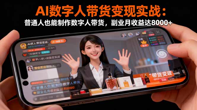AI数字人带货变现实战：普通人也能制作数字人带货，副业月收益达8000+-校睿铺