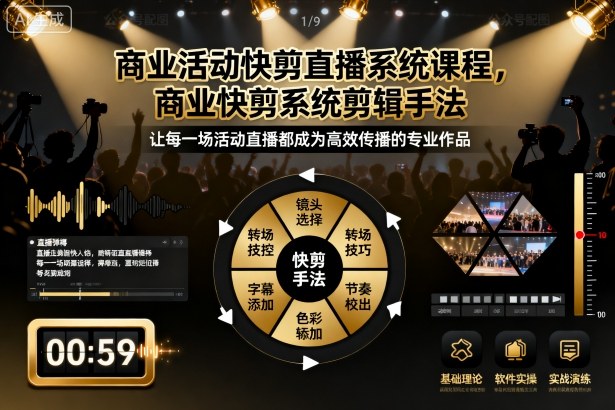 商业活动快剪直播系统课程，商业快剪系统剪辑手法-校睿铺