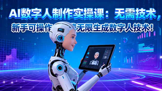 AI数字人制作实操课：无需技术，新手可操作，免费无限生成数字人技术！-校睿铺