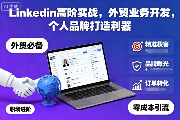 Linkedin高阶实战，外贸业务开发，个人品牌打造利器-校睿铺