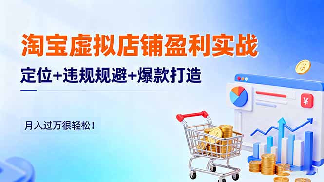 淘宝虚拟店铺盈利实战：定位+违规规避+爆款打造，月入过万很轻松！-校睿铺