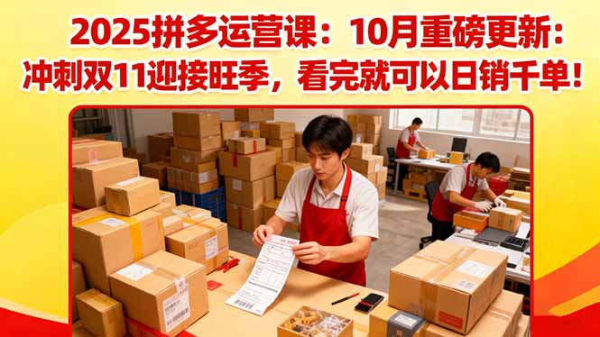 2025拼多多运营课：10月重磅更新：冲刺双11迎接旺季，看完就可以日销千单-校睿铺