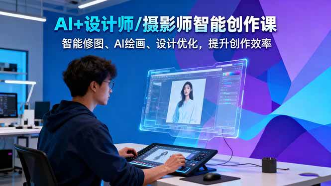 AI+设计师/摄影师智能创作课：智能修图、AI绘画、设计优化，提升创作效率-校睿铺