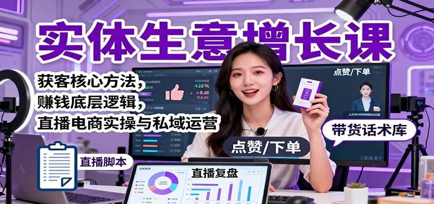 实体生意增长课：获客核心方法，赚钱底层逻辑，直播电商实操与私域运营-校睿铺