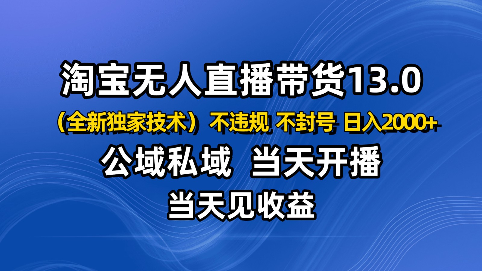 淘宝无人直播13.0，公域私域技术，不封号，不违规 布局下半年旺季赛道，日入2000+-校睿铺