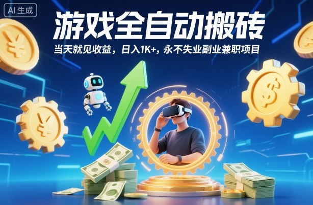 游戏全自动搬砖，当天就见收益，日入1K+，永不失业副业兼职项目【揭秘】-校睿铺