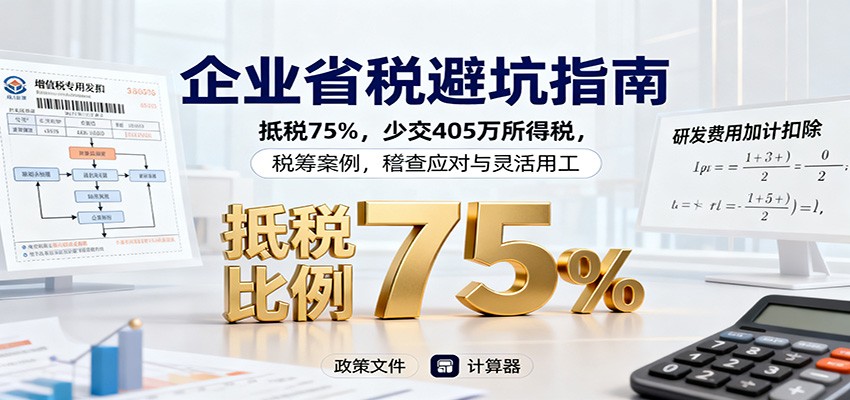 企业省税避坑指南：抵税75%，少交405万所得税，税筹案例，稽查应对与灵活用工-校睿铺