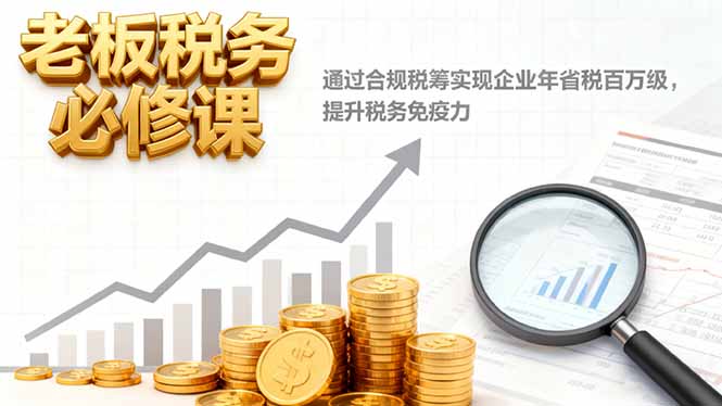 老板税务必修课，通过合规税筹实现企业年省税百万级，提升税务免疫力-校睿铺