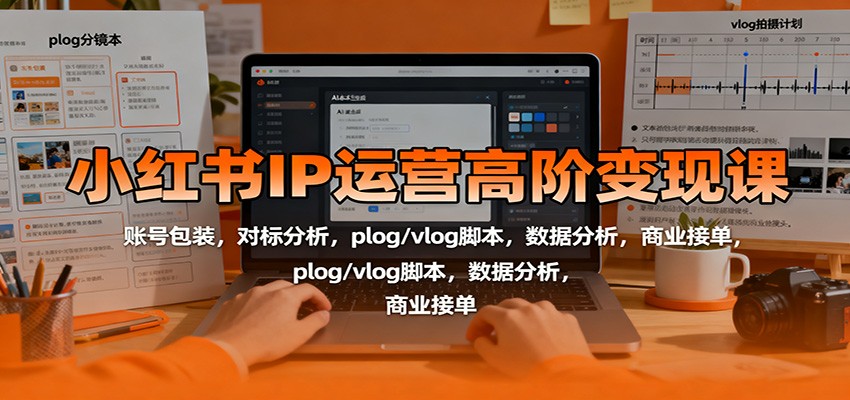 小红书IP运营高阶变现课：账号包装，对标分析，plog/vlog脚本，数据分析，商业接单-校睿铺