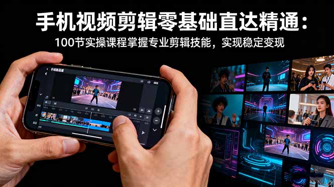 手机视频剪辑零基础直达精通：100节实操课程掌握专业剪辑技能，实现稳...-校睿铺