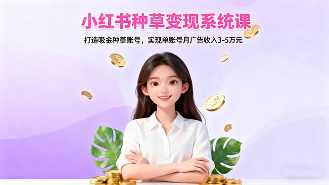 小红书种草变现系统课：打造吸金种草账号，实现单账号月广告收入3-5万元-校睿铺