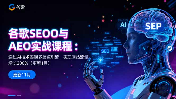 谷歌SEO与AEO实战课程：通过AI技术实现多渠道引流，实现网站流量增长300%-校睿铺
