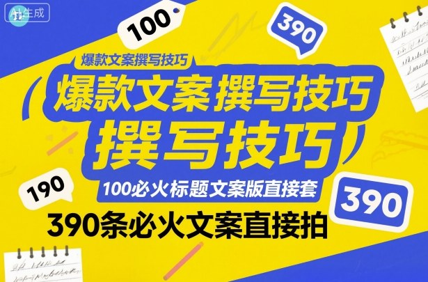 爆款文案撰写技巧，100个必火标题文案模版直接套，390条必火文案直接拍-校睿铺