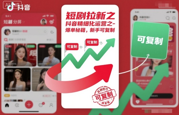 短剧拉新之抖音精细化运营之爆单秘籍，新手可复制-校睿铺