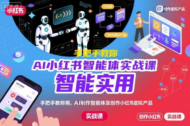 AI小红书智能体实战课，手把手教你用AI制作智能体及创作小红书虚拟产品，提效+内容商业化(更新)-校睿铺