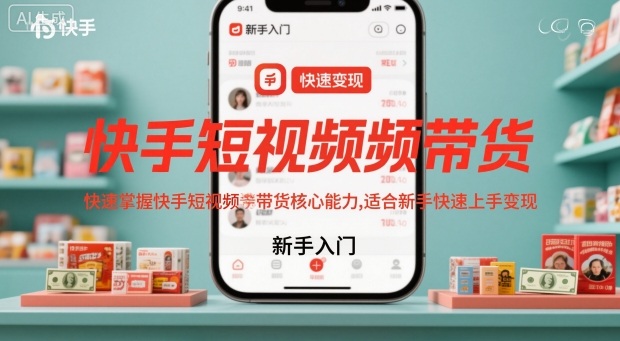 快手短视频带货，快速掌握快手短视频带货核心能力，适合新手快速上手变现-校睿铺