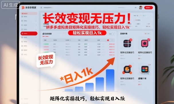 长效变现无压力！拼多多虚拟类目矩阵化实操技巧，轻松实现日入1k【揭秘】-校睿铺