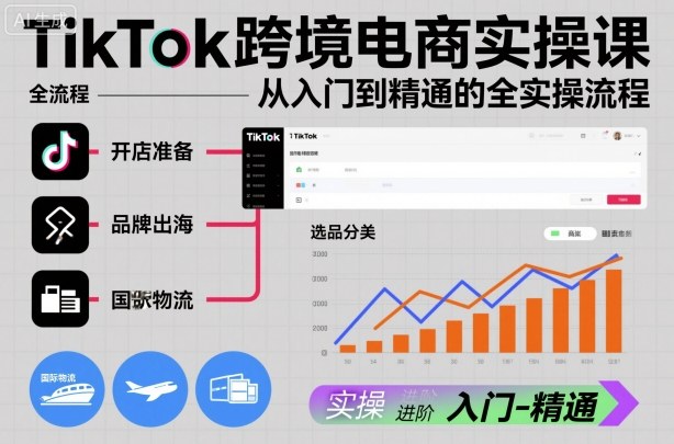 TikTok跨境电商实操课，从入门到精通的全实操流程-校睿铺