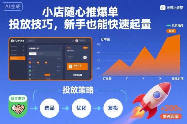 小店随心推爆单投放技巧，新手也能快速起量-校睿铺