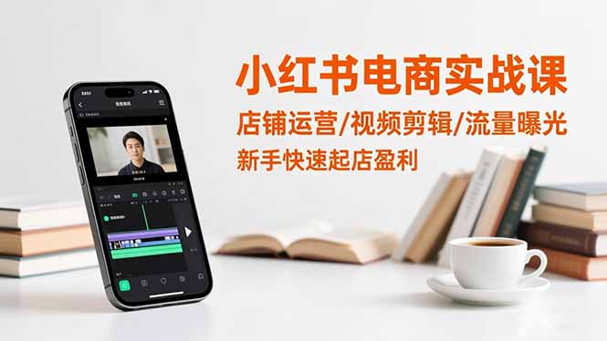 小红书电商实战课：店铺运营/视频剪辑/流量曝光，新手快速起店盈利-校睿铺