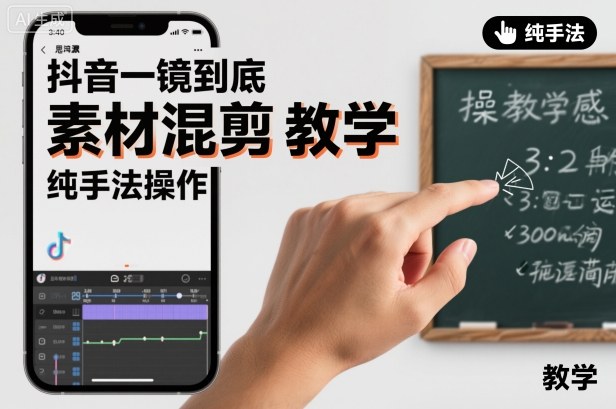 抖音一镜到底素材混剪教学，纯手法操作-校睿铺