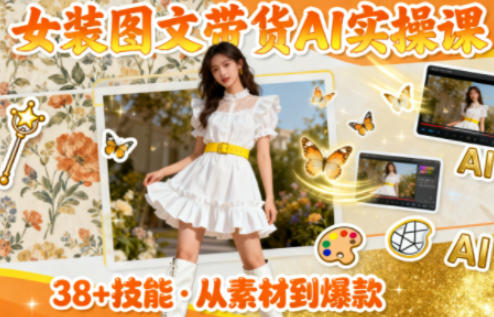 女装图文带货的AI实操课，覆盖38个实用技能，快速提升素材制作效率-校睿铺