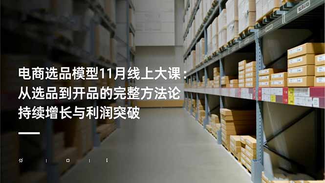 电商选品模型11月线上大课：从选品到开品的完整方法论 持续增长与利润突破-校睿铺