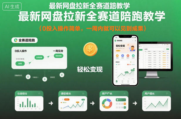 最新网盘拉新全赛道陪跑教学，0投入操作简单，一周内就可以见到成果-校睿铺
