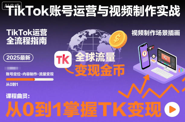 2025最新TikTok账号运营与视频制作实战全流程，从0到1掌握TK变现(含11月最新TK搬运技术)-校睿铺