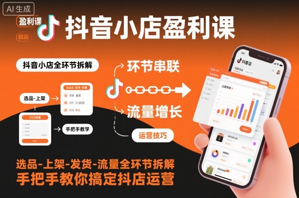 抖音小店盈利课-选品-上架-发货-流量全环节拆解，手把手教你搞定抖店运营-校睿铺