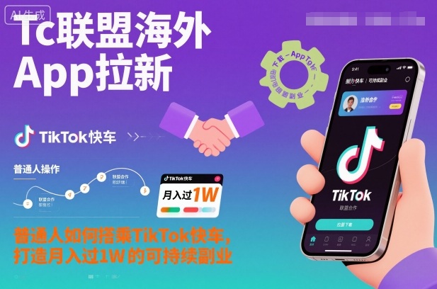 Tc联盟海外App拉新：普通人如何搭乘TikTok快车，打造月入过1W的可持续副业-校睿铺