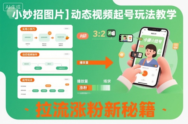 小妙招图片＋动态视频起号玩法教学，拉流涨粉新秘籍-校睿铺