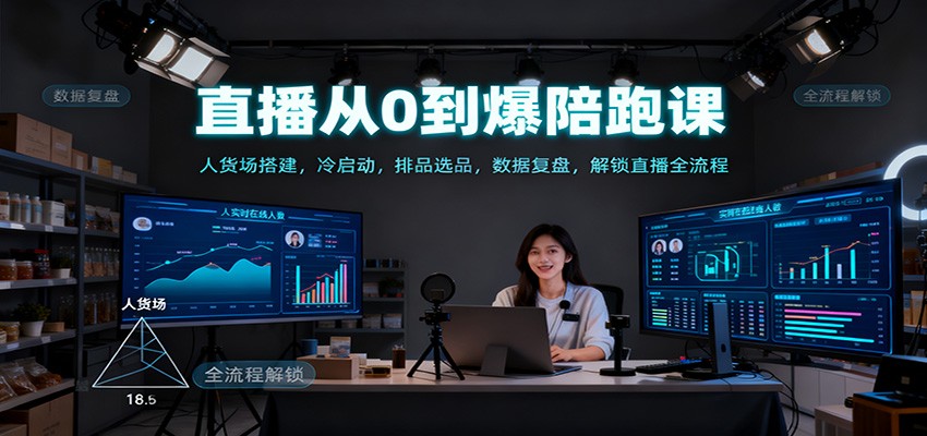 直播从0到爆陪跑课：人货场搭建，冷启动，排品选品，数据复盘，解锁直播全流程-校睿铺