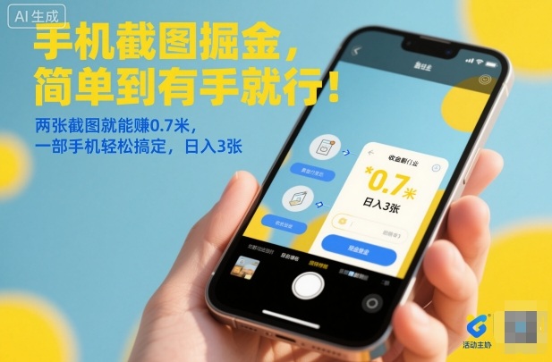 手机截图掘金，简单到有手就行！两张截图就能賺0.7米，一部手机轻松搞定，日入3张【揭秘】-校睿铺