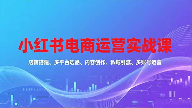 小红书电商运营实战课，店铺搭建、多平台选品、内容创作、私域引流、多账号运营等玩法-校睿铺