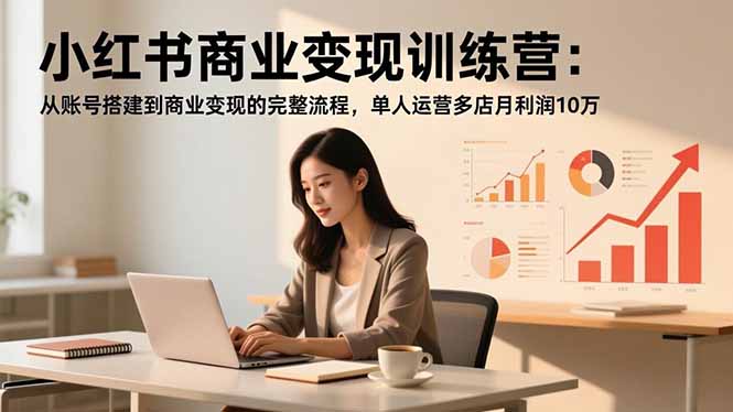 小红书商业变现训练营：从账号搭建到商业变现的完整流程，单人运营多店月利润10万-校睿铺