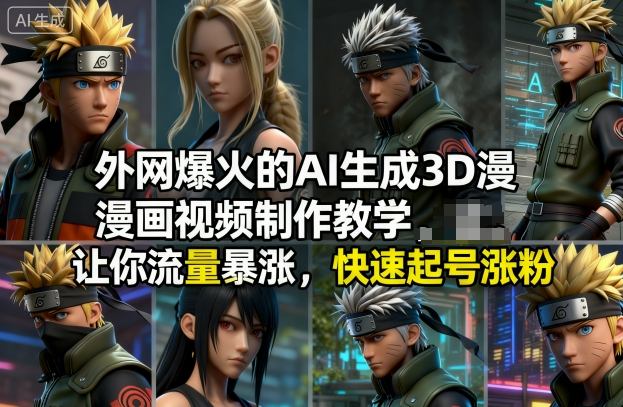 外网爆火的AI生成3D漫画视频制作教学，让你流量暴涨，快速起号涨粉！-校睿铺