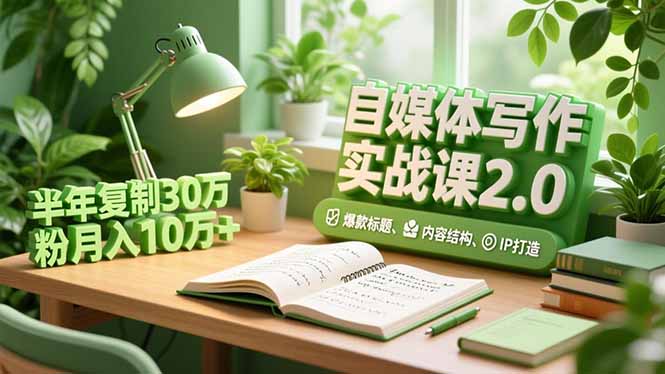 自媒体写作实战课2.0，爆款标题、内容结构、IP打造，半年复制30万粉月入10万+-校睿铺