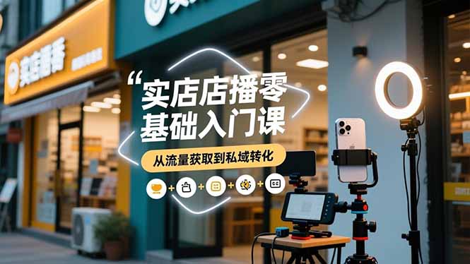 实体店播零基础入门课，实体店+短视频+直播+微信生态+私域社群，从流量获取到私域转化-校睿铺