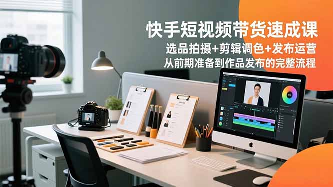 快手短视频带货速成课，选品拍摄+剪辑调色+发布运营，从前期准备到作品发布的完整流程-校睿铺