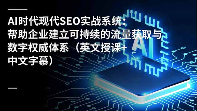 AI时代现代SEO实战系统：帮助企业建立可持续的流量获取与数字权威体系(英文授课+中文字幕-校睿铺