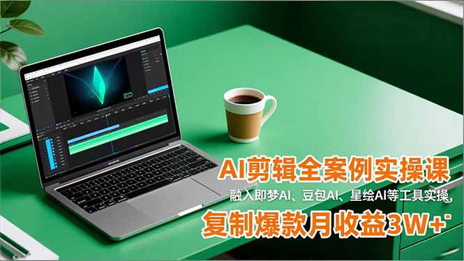 AI剪辑全案例实操课，融入即梦AI、豆包AI、星绘AI等工具实操，复制爆款月收益3W+-校睿铺