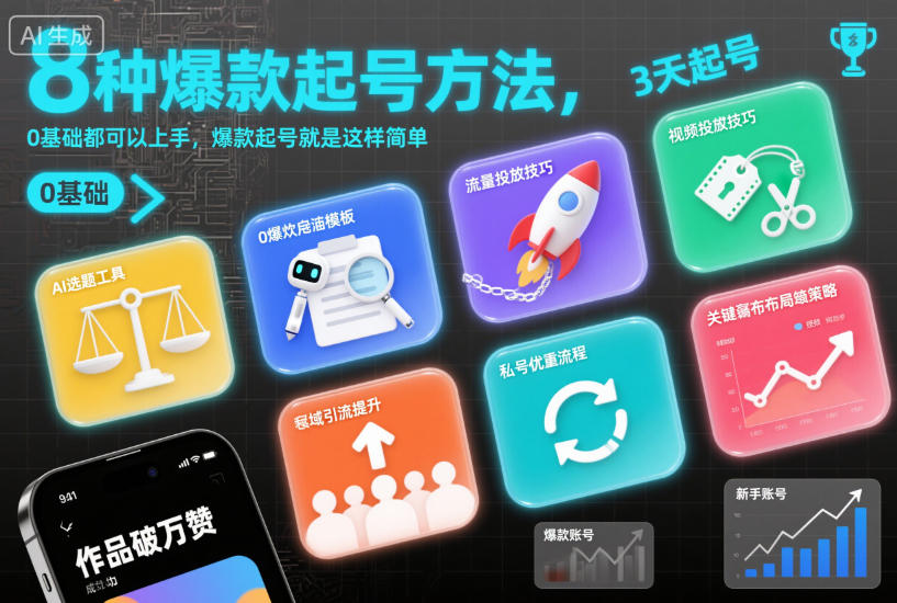 8种爆款起号方法，0基础都可以上手，爆款起号就是这样简单-校睿铺