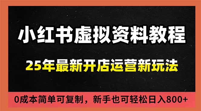 小红书虚拟资料项目：最新搜索流变现玩法，0成本简单可复制，一人多店打法，新手日入800+-校睿铺