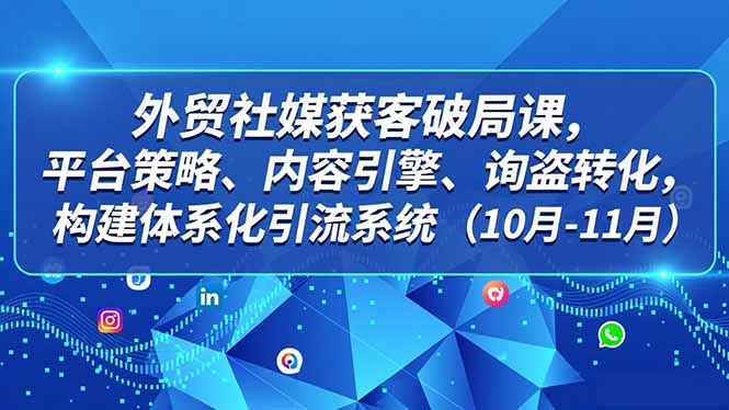 外贸 社媒获客破局课，平台策略、内容引擎、询盘转化，构建体系化引流系统(10月-11月-校睿铺
